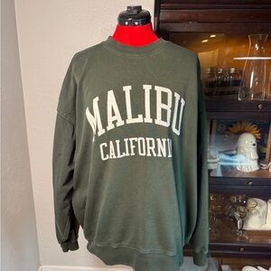 John Galt Malibu California Sweatshirt Green Pullover Crewneck One Size